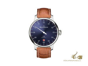 Meistersinger N3 - 40 mm Automatic Watch, Blue, 40mm, Cognac, Day, DM908-SG03