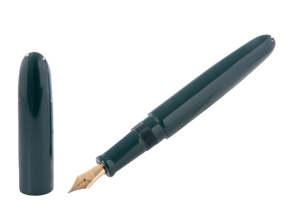 Nakaya D-17mm Cigar Fountain Pen Portable, Midori, Ebonite, 14k Gold