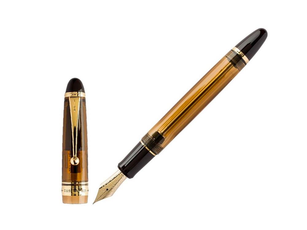 Pilot Custom 823 Amber Fountain Pen, Resin, Gold trim, 60556