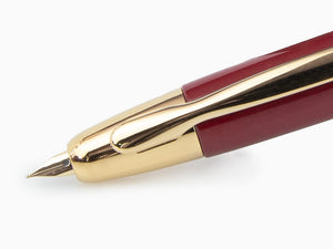 Pilot Retractable Fountain Pen, Gold, Red, "Capless"