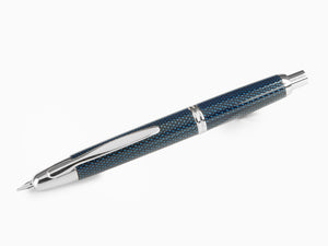 Pilot Capless Vanishing Blue Carbonesque Point Fountain Pen, Chrome