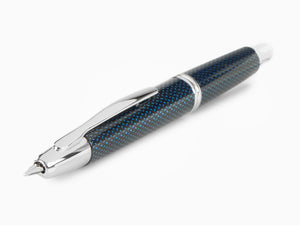 Pilot Capless Vanishing Blue Carbonesque Point Fountain Pen, Chrome