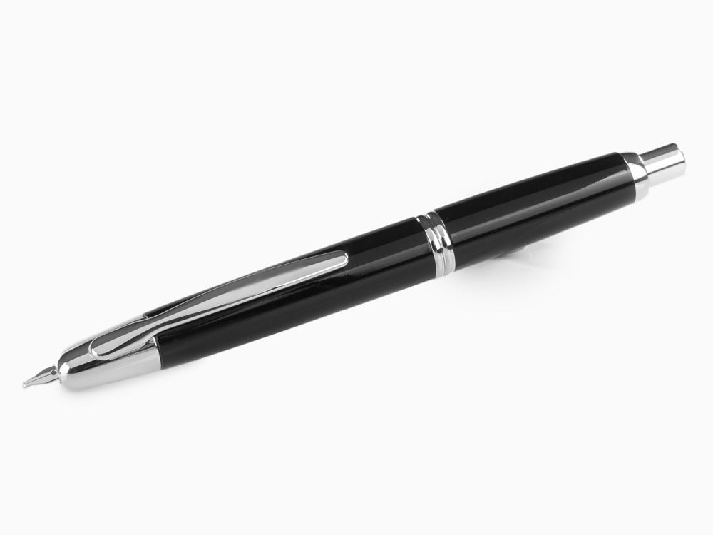 Pilot Capless Fountain Pen, Lacquer, Rhodium Trim, Black