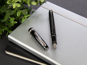 Pilot Custom Heritage 91 Fountain Pen, Resin, Chrome, Black, NH91N