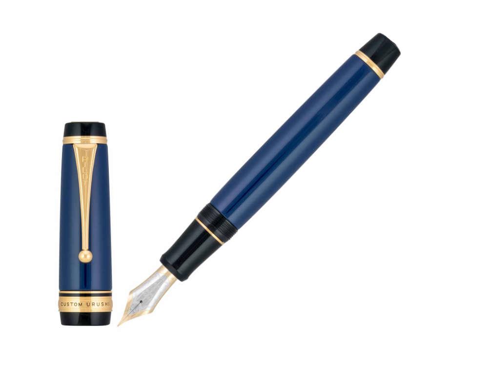 Pilot Custom Urushi Prussian Blue Fountain Pen, Gold trim,NPUA