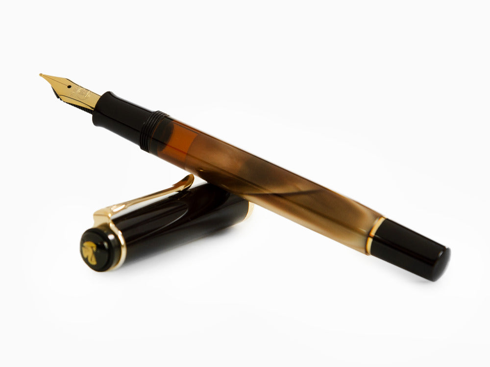 Pelikan M200 Brown Marbled Fountain Pen, Gold trim, 808897