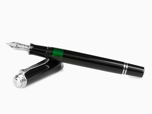 Pelikan 405 Fountain Pen, Black Resin, Silver trim, 924423