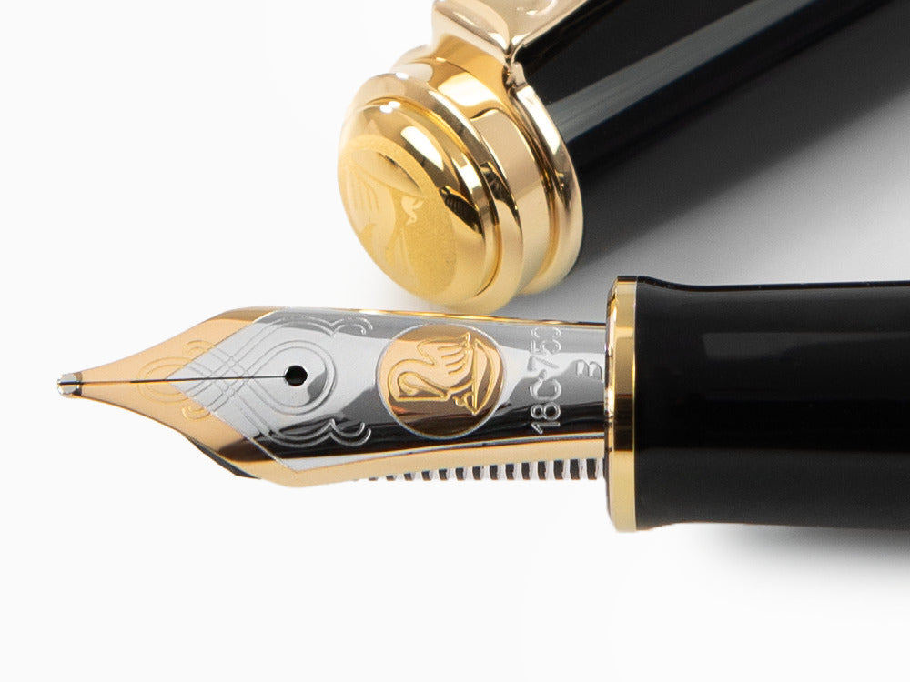 Pelikan M1000 Fountain Pen, Black Resin, Gold trim, 987396