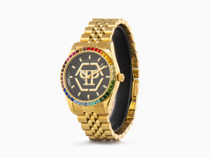 Philipp Plein Date Superlative Lady Quartz Watch, PVD Gold, 38 mm, PW2BA0623