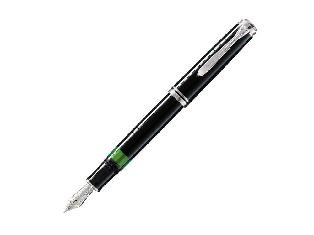 Pelikan 405 Fountain Pen, Black Resin, Silver trim, 924423