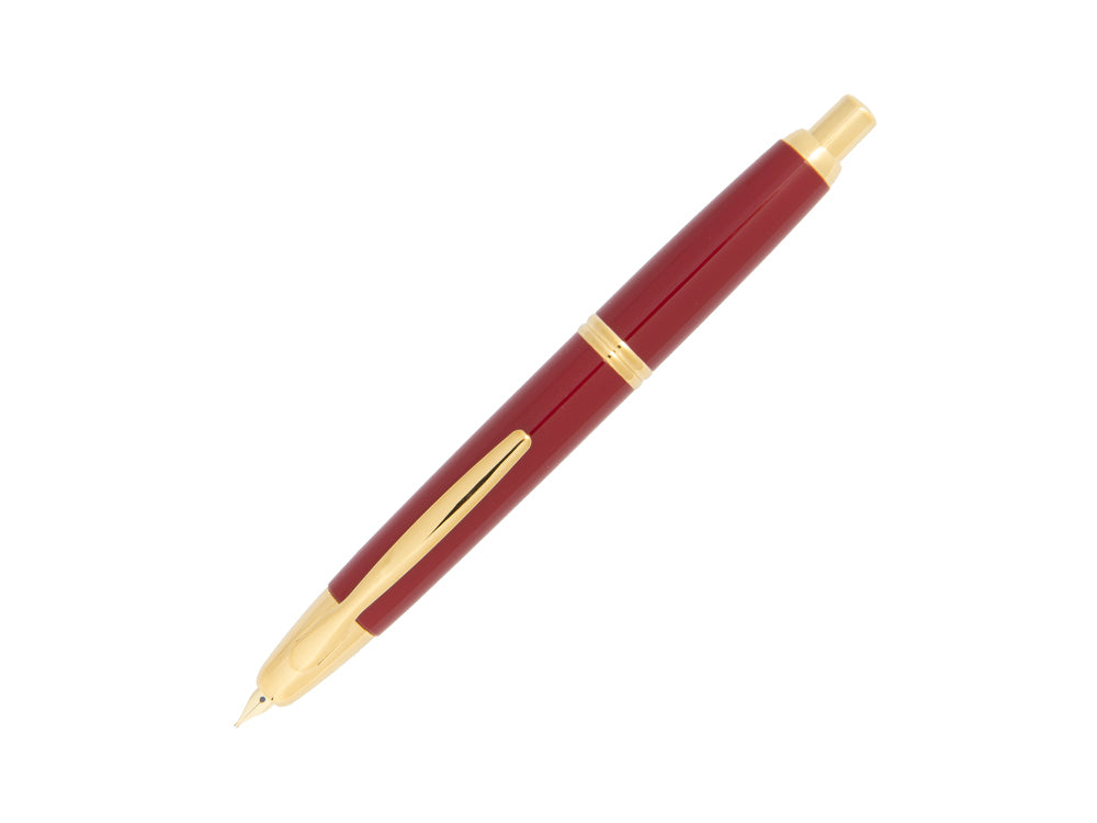 Pilot Retractable Fountain Pen, Gold, Red, "Capless"