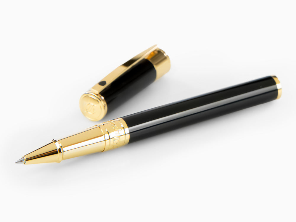 S.T. Dupont D-Initial Rollerball pen, Brass, Black, Gold trim, 262202 -  Iguana Sell