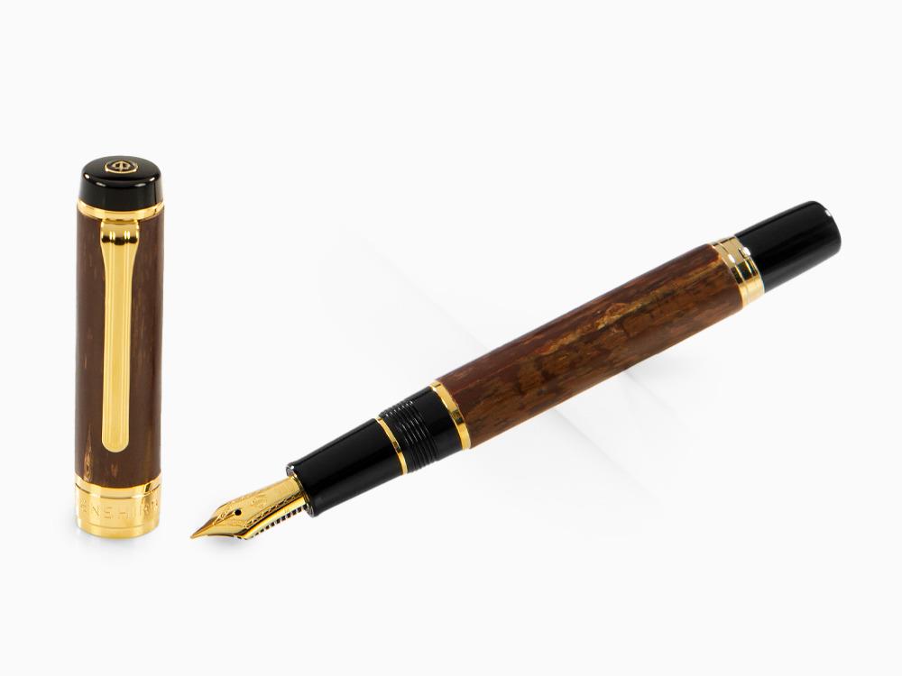 Sailor Precious Wood Kabazaiku Fountain Pen, Cherry Wood, 24K Gold