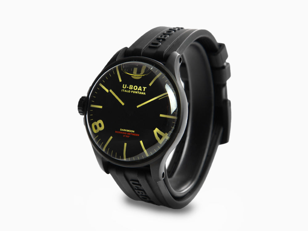 U-Boat Capsoil Darkmoon 44 IPB Quartz Watch, Black, 44 mm, Rubber, 8464/A