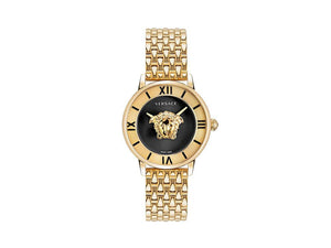 Versace La Medusa Quartz Watch, PVD Gold, Black, 38 mm, VE2R00322