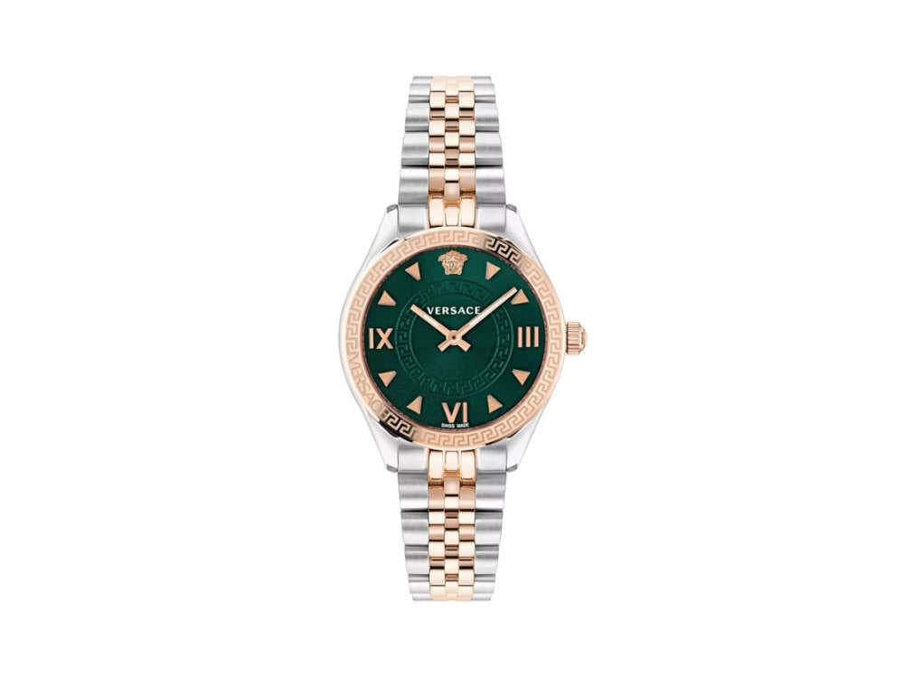 Versace Hellenyium Lady Quartz Watch, PVD Rose Gold, Green, 35 mm, VE2S00422