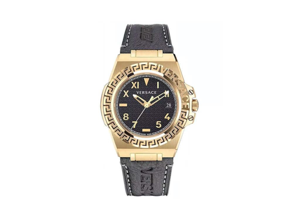 Versace Greca Reaction Quartz Watch, PVD Gold, Black, 44 mm, VE3I00222