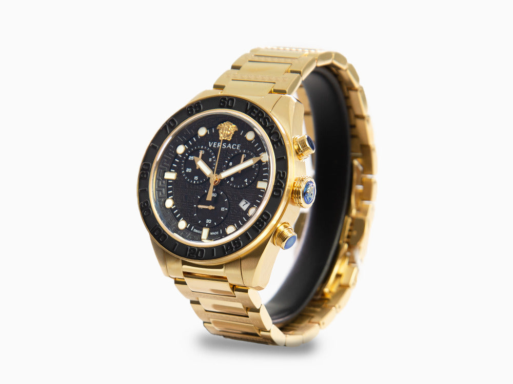 VE6K00 Sell Black, Iguana mm, Quartz Chrono PVD Gold, Watch, - Versace Greca Dome 43