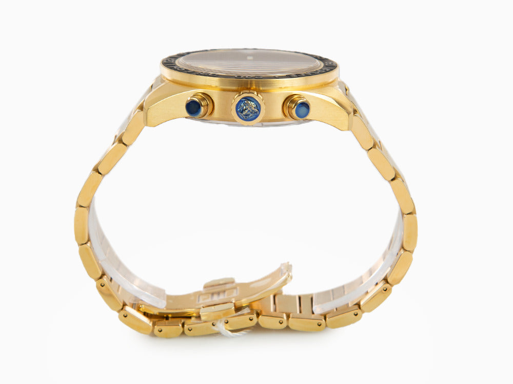 Versace Greca Dome Chrono mm, Sell Gold, Quartz Iguana PVD 43 Black, VE6K00 - Watch