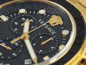 Versace Greca Dome Chrono Quartz PVD Watch, VE6K00 Sell Black, Gold, 43 mm, Iguana 
