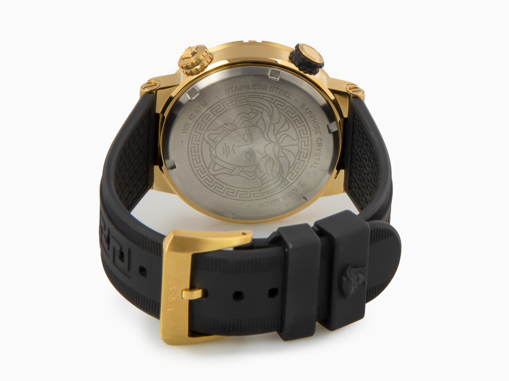 Versace Greca Logo Diver Quartz Watch PVD Gold Black 43 mm VE8G003 Iguana Sell