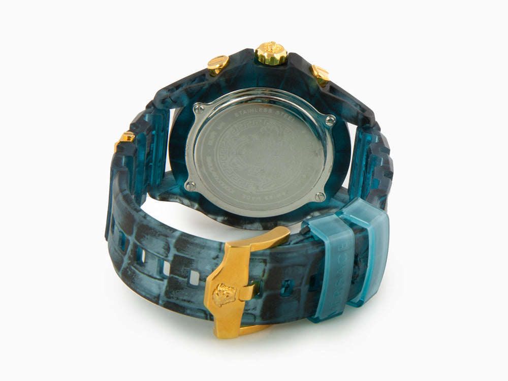 Versace Icon Active Quartz Watch, Polycarbonate, Blue, 44 mm, VE8P00324