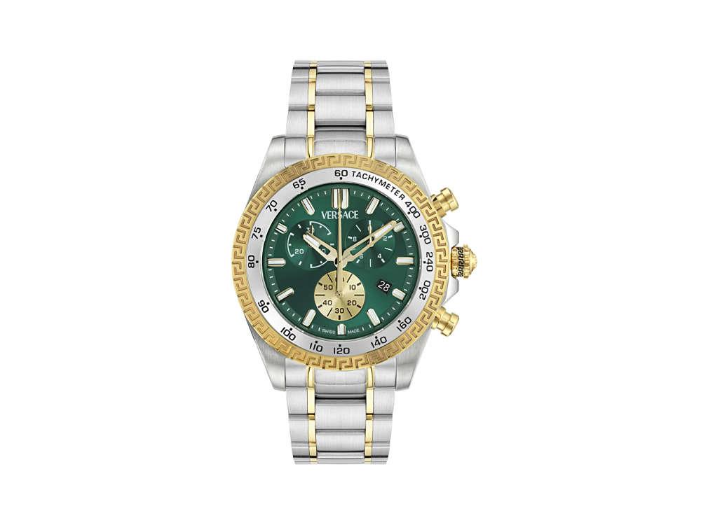 Versace Chrono X Quartz Watch, Recycled Steel, Green, 44 mm, VE9K00424