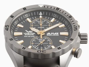 Vostok Europe Almaz Quartz Watch, Titanium, Grey, 47 mm, Chrono, 6S11-320H521