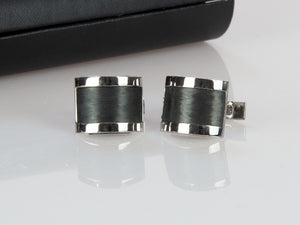 Visconti CarbonGraphite Cufflinks, Carbongraphyte, Palladium, Black, 980C023