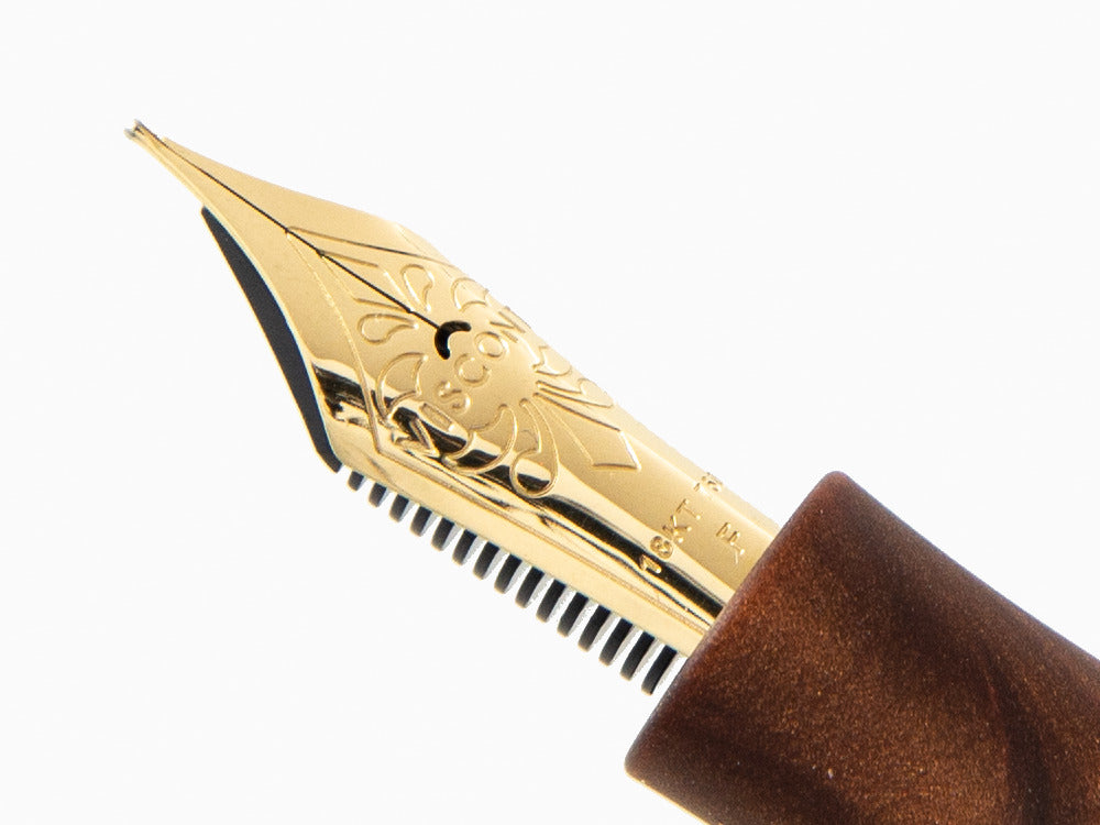 Brown Leather Fountain Pen in Gold Plating store