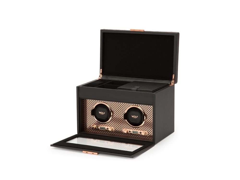 WOLF Axis Watch winder 2 Watches Black Vegan Leather 469316 Iguana Sell