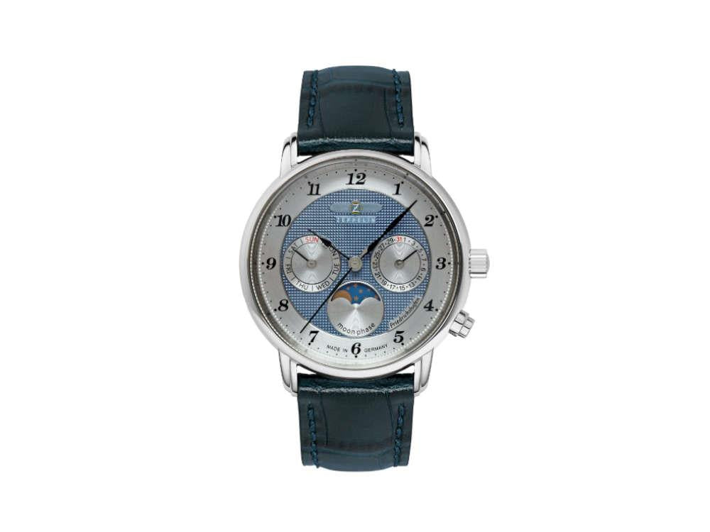 Zeppelin Friedrichshafen Moon Phase Quartz Watch, Blue, 36 mm, 8537-3