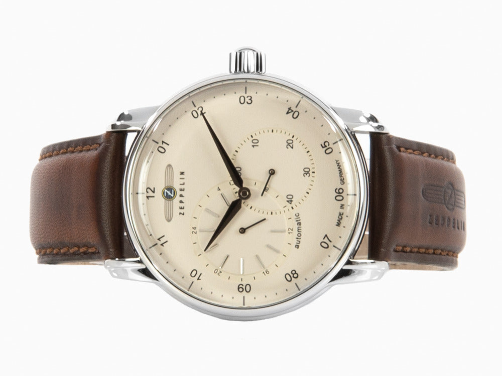 Zeppelin Captain Line Automatic Watch, Beige, 43 mm, Leather strap 