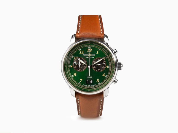 Zeppelin LZ 127 Graf Zeppelin Quartz Watch, Green, 40 mm, Chronograph,  8684-4