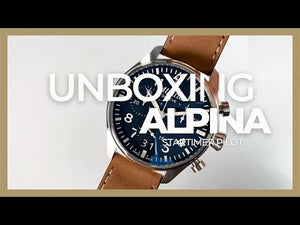 Alpina Startimer Pilot Chronograph Big Date Quartz watch, AL-372, Blue, Leather