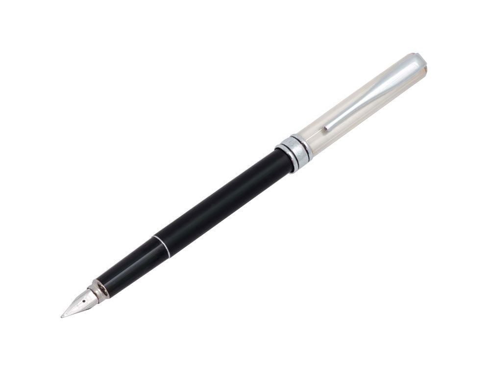 Aurora Magellano Fountain Pen, Resin, .925 Silver Trim, Black A22