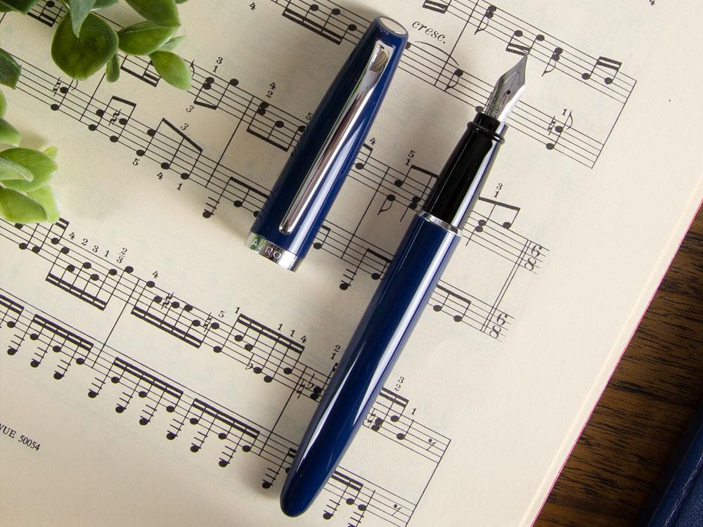 Aurora Style Fountain Pen, Resin, Chrome Trim, Blue, E12CB