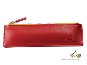 Cross Calais Ballpoint pen & Red Leather Case Set, Chrome, AT0112-16/Z3