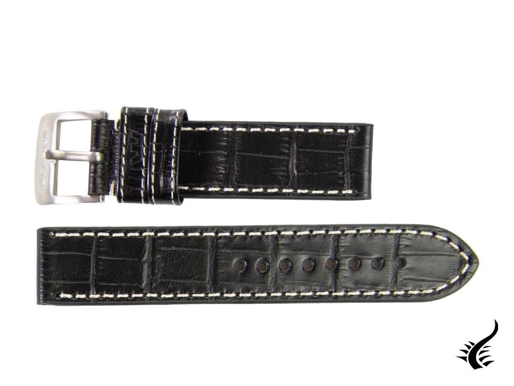 Glycine, Leather strap, 22mm, Black, LBK9-22