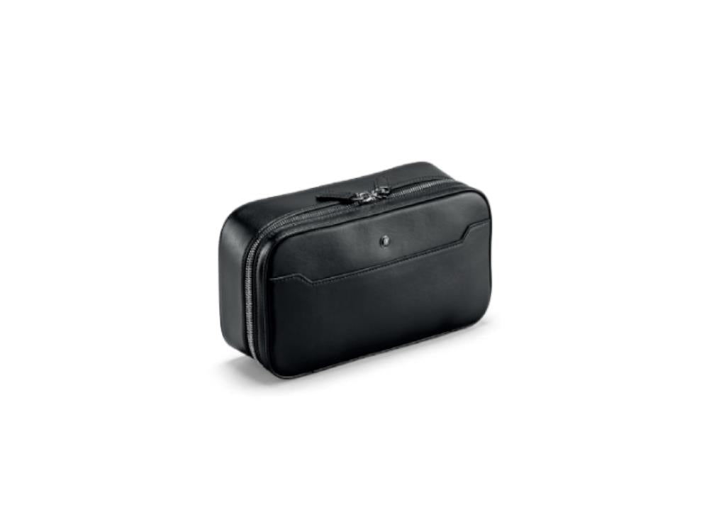 Montegrappa Signet Series Wash Bag, Leather, Black, Zip, IC00BC00