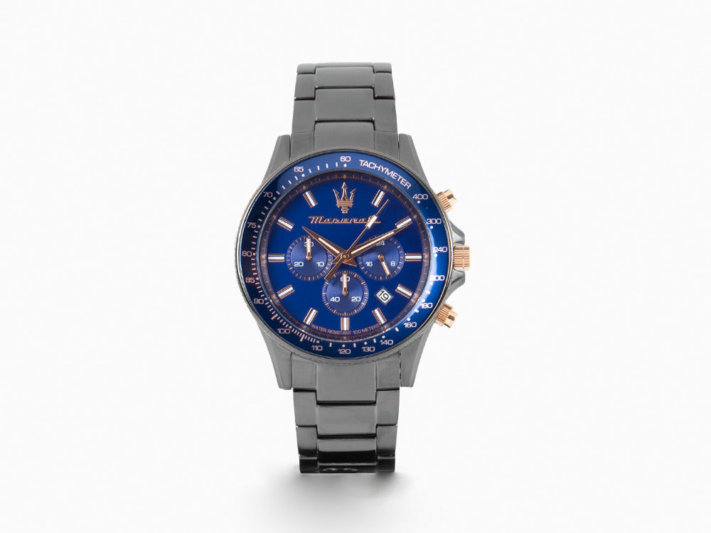 Blue, Iguana Sfida Sell Metal, Quartz Watch, R8873640001 PVD 45 mm, Maserati - Gun