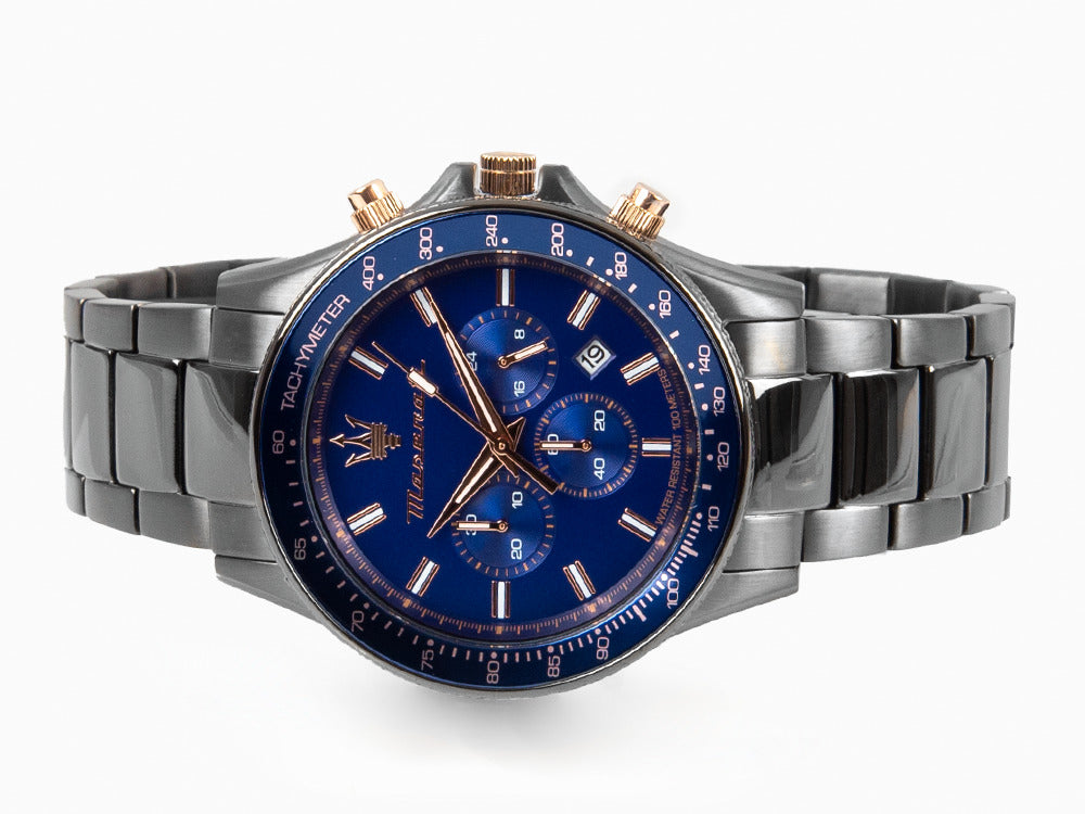 Maserati Sfida Quartz Watch PVD Gun Metal Blue 45 mm R8873640001 Iguana Sell
