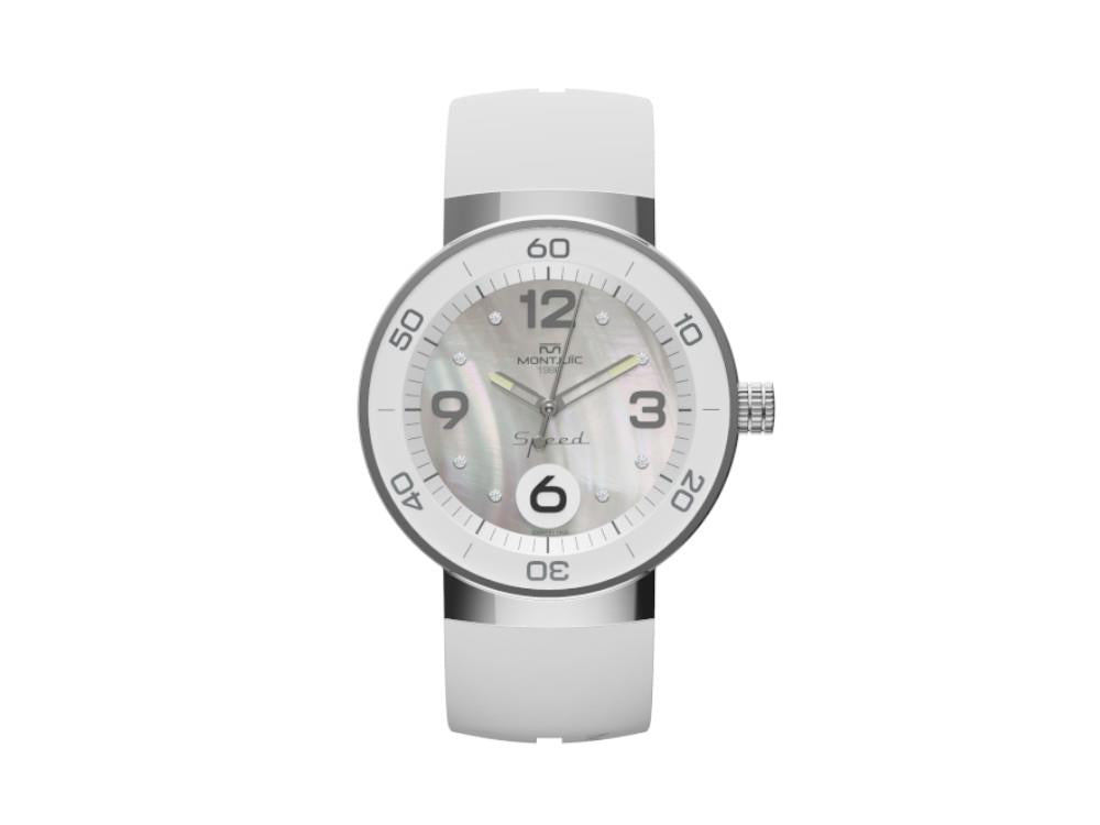 Montjuic Speed Elegance Lella Lombardi Quartz Watch, Pearl, 43 mm, MJ1.1914.P