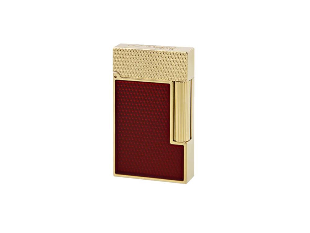 S.T. Dupont Ligne 2 Guilloche Lighter, Lacquer, Gold trim, Red