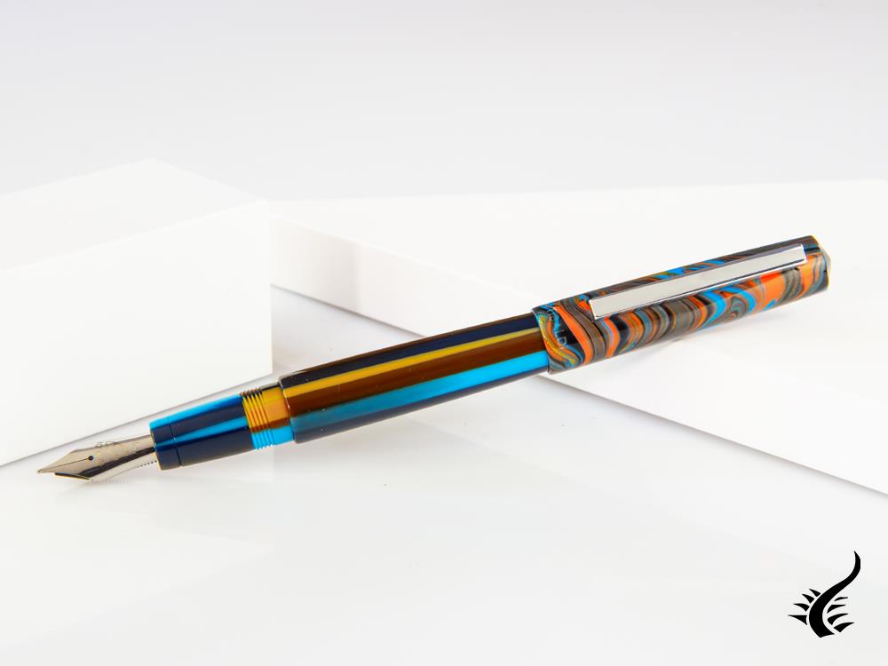 Tibaldi Infrangibile Peacock Blue Fountain Pen, Resin, Blue, INFR