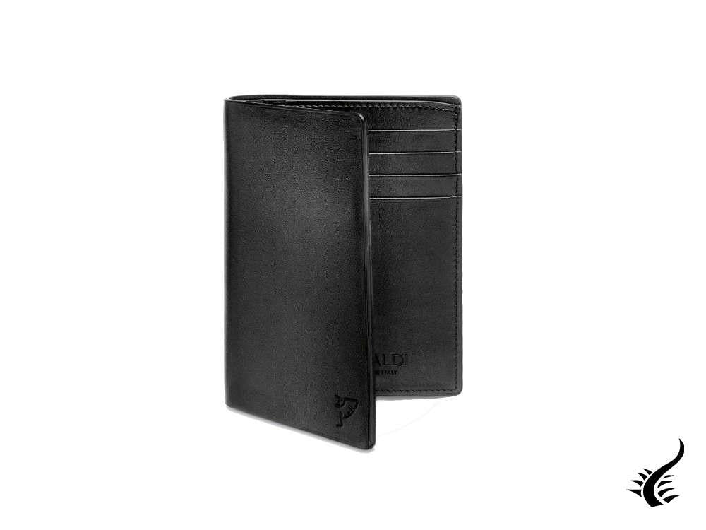 Tibaldi Leather Wallet, Black, Leather, Cotton, 6 Cards, LTM-OWALL