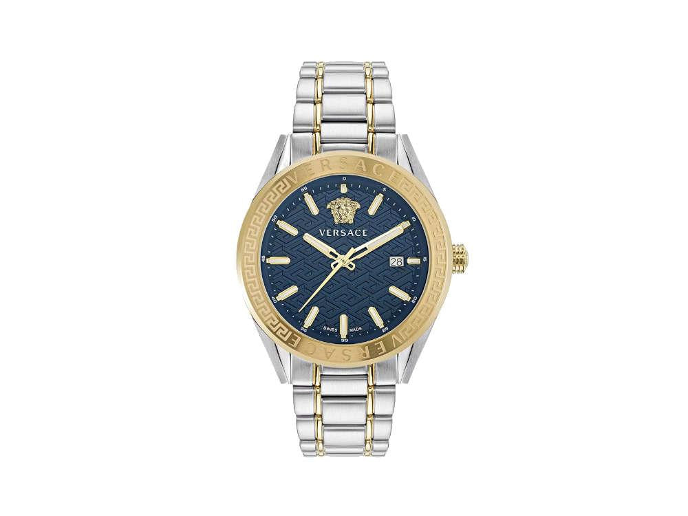 Versace V-Code Quartz mm, Watch, Sapphire Sell - Iguana Gold, 42 Crystal, PVD Blue