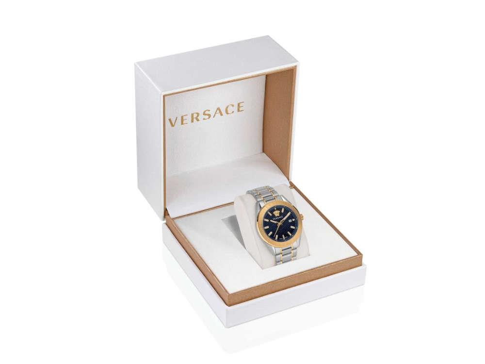 Versace V-Code Quartz Watch, PVD Blue, mm, Iguana Sell Gold, - Sapphire Crystal, 42