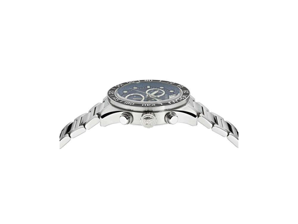Versace Greca Dome Chrono Quartz Sapphire Watch, Blue, 43 Crystal, Iguana - Sell mm