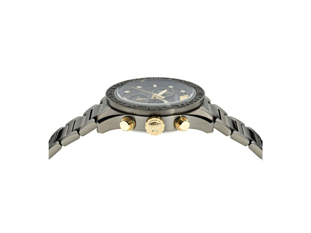 Quartz Chrono Iguana Dome Greca Black, mm, Sell 43 Versace Watch, PVD, - VE6K00623